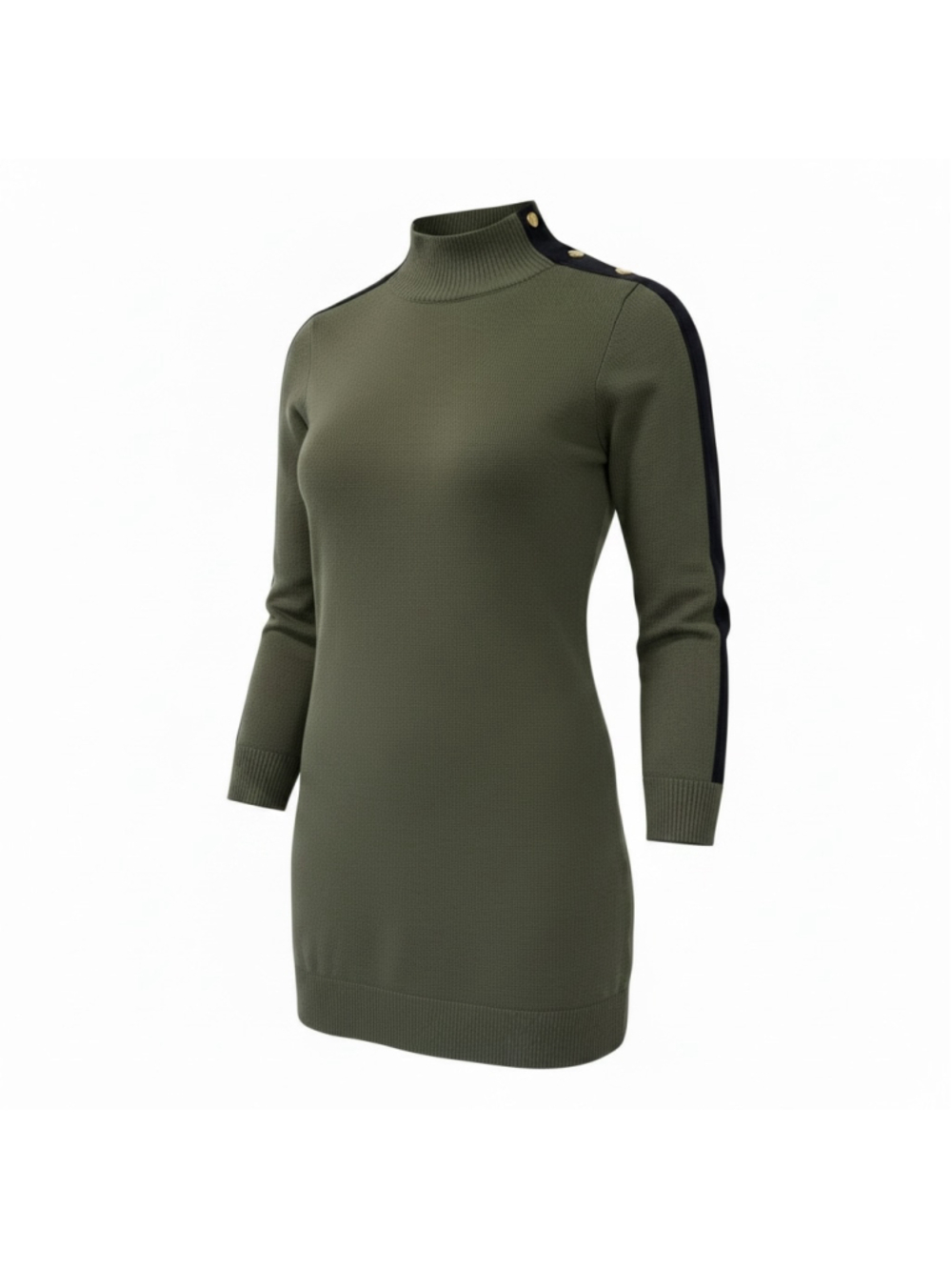 Women's Nine West 3/4 Sleeve Sweater Dress Size S Olive With Black Stripes
